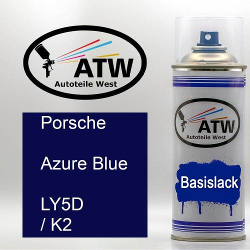 Porsche, Azure Blue, LY5D / K2: 400ml Sprühdose, von ATW Autoteile West.